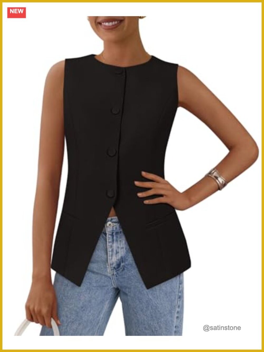 Women's Tailored Suit Vest Business Casual Sleeveless Blazer Top